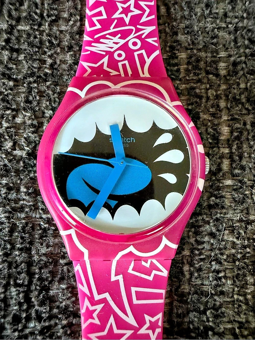 Swatch Kidrobot x Swatch Shout Out GP133 Abstract Pink & Blue Watch